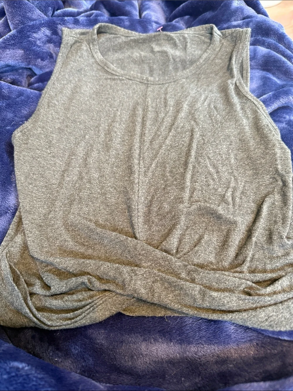 ALO Yoga Gray Twist-Hem Sleeveless Tank